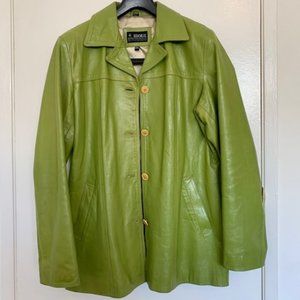 Vintage - L (London) World Wide - Kookie - Green - Leather Jacket - 14 - 3XL